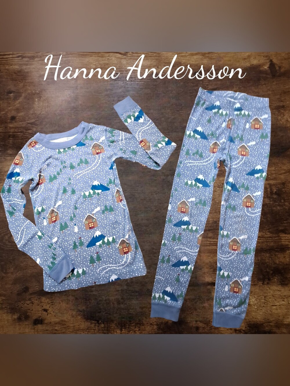 Hanna Andersson Light Blue Cabin Print Kids Pajama Set